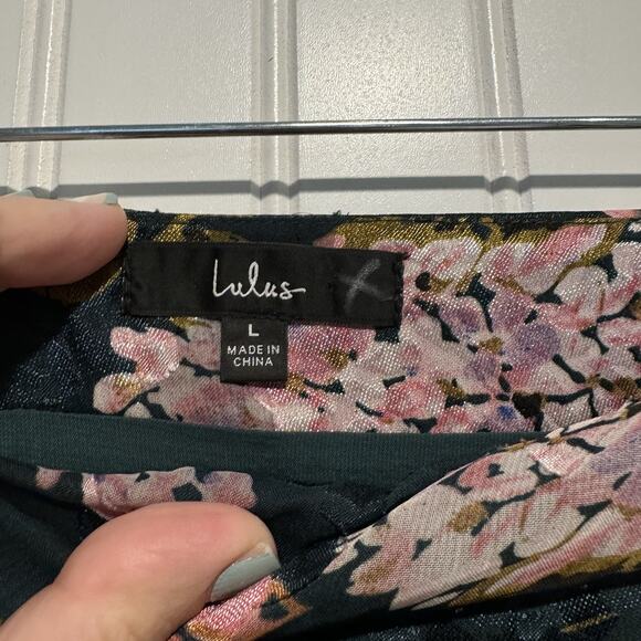Lulus My Favorite Flower Emerald Spring Floral Midi Skirt Cottage Size Large - Picture 5 of 7
